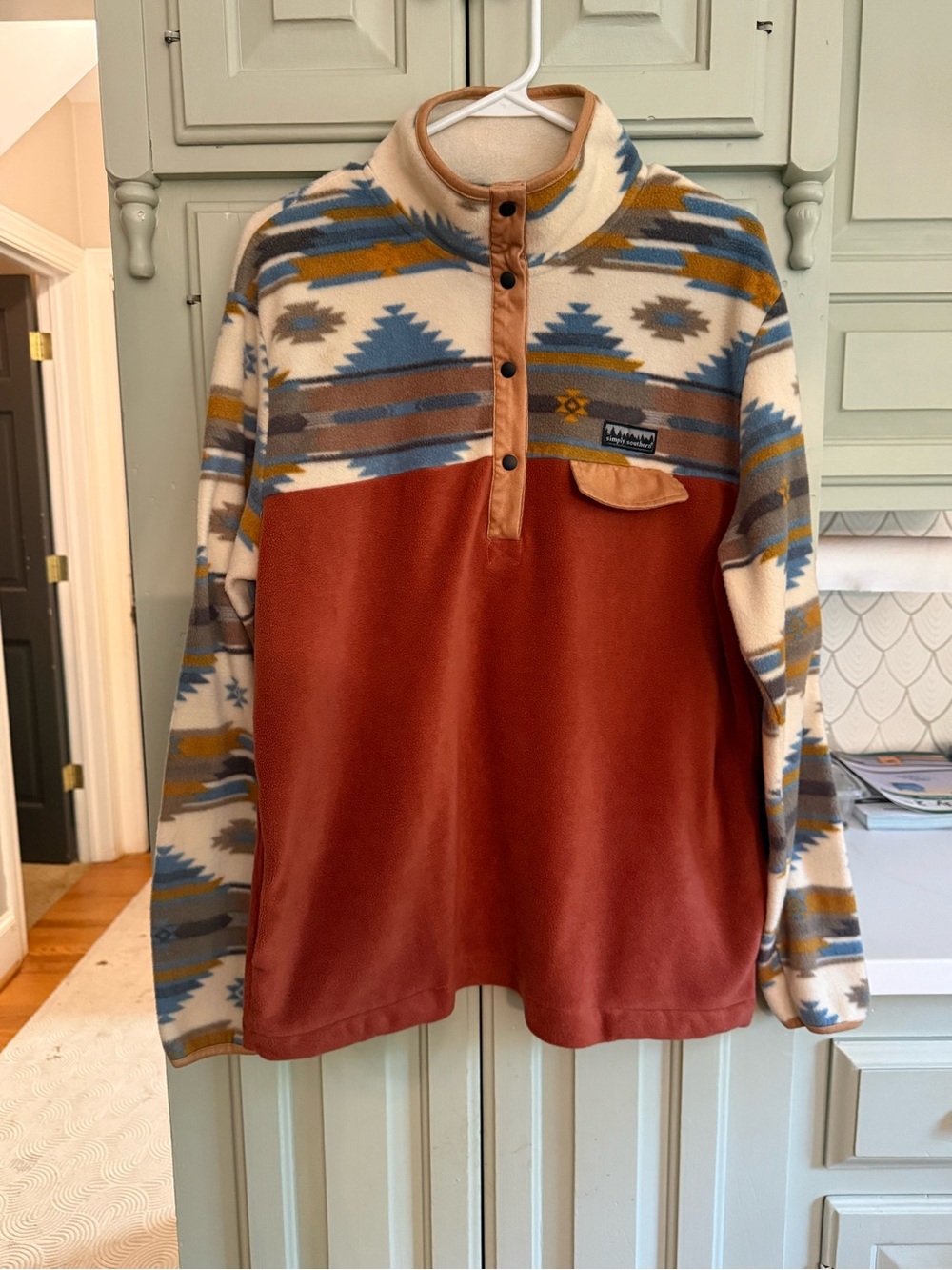 Women’s Simply Southern Fleece Pullover XL in Southwestern Aztek Pattern